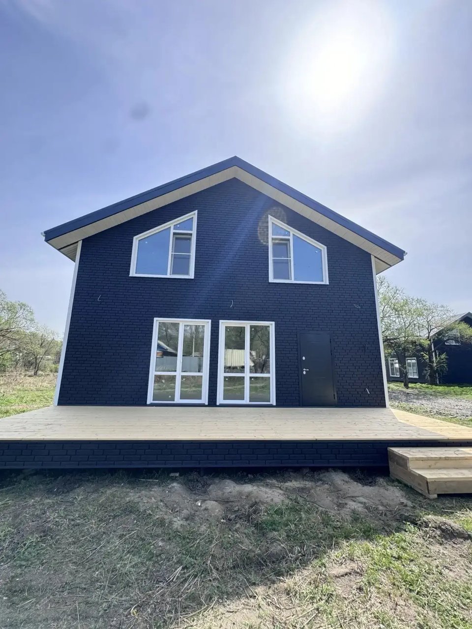 Каркасный дом 180 м² с открытой террасой, 2 этажа — построен «Мой Дом 27»
